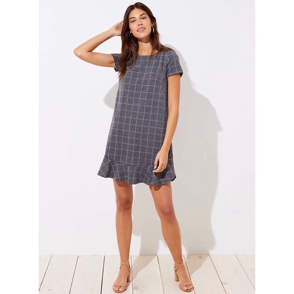 LOFT Dresses & Skirts - LOFT Windowpane Flounce Dress